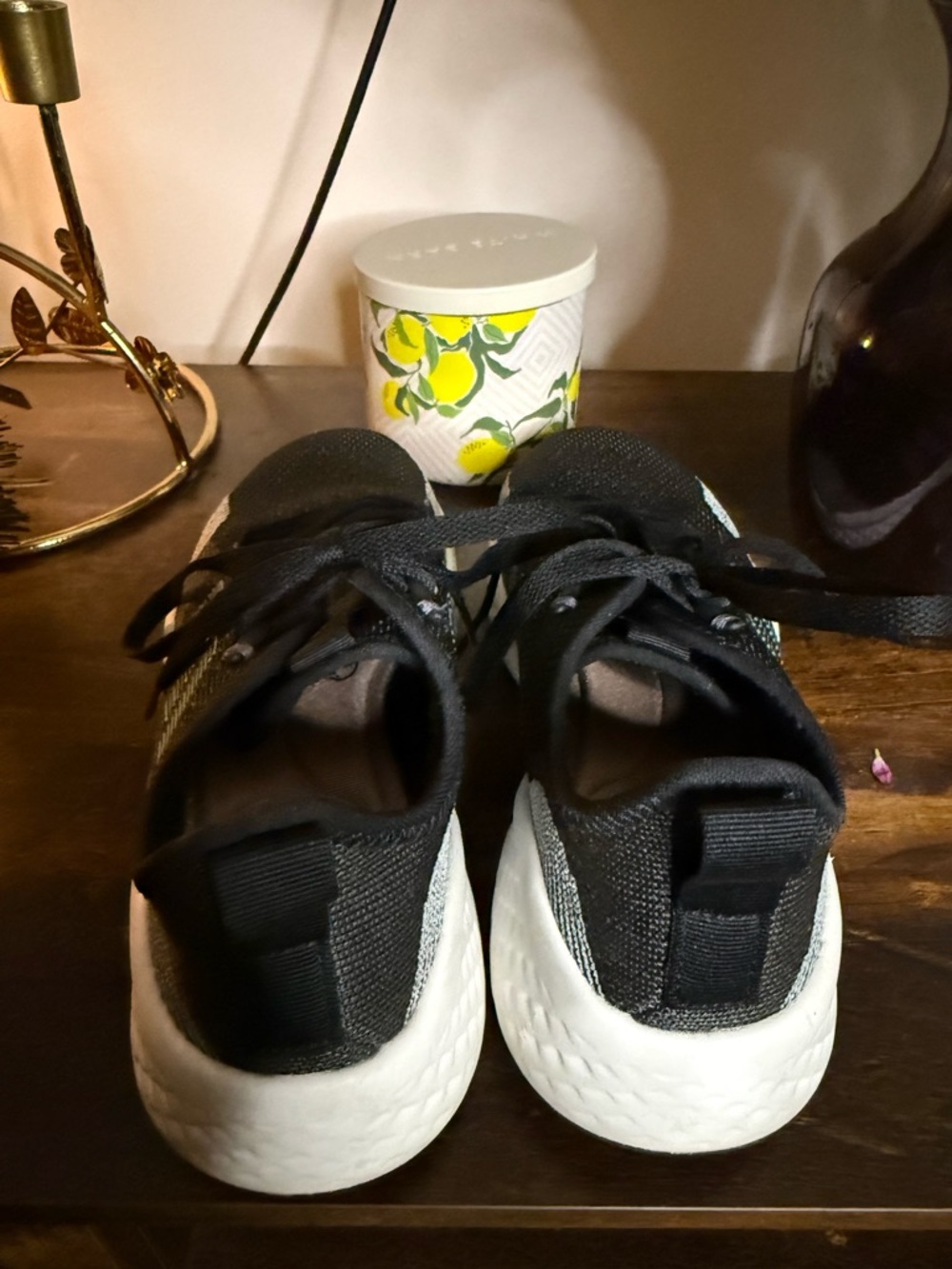 adidas Black Knit Sneakers with Mint Stripe Accents - Picture 3 of 3
